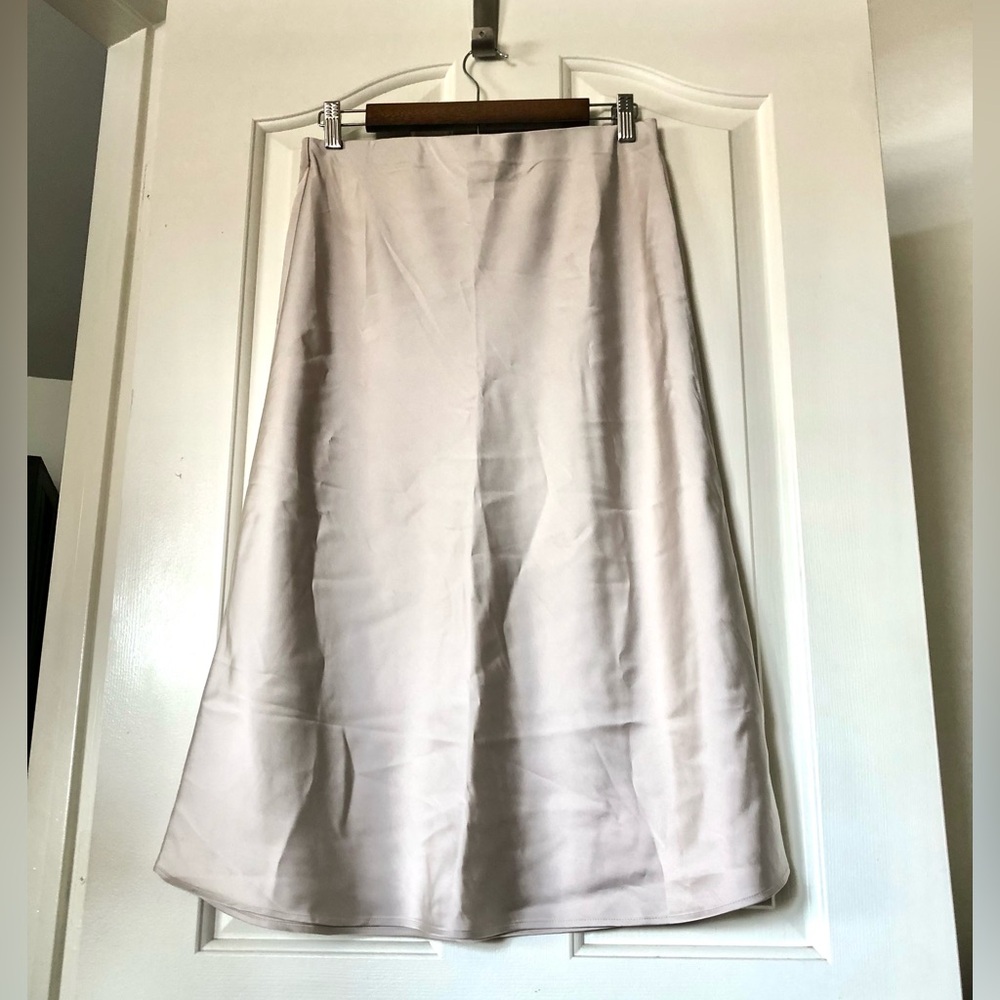 NWOT Women's A-Line Satin Skirt in Light Taupe